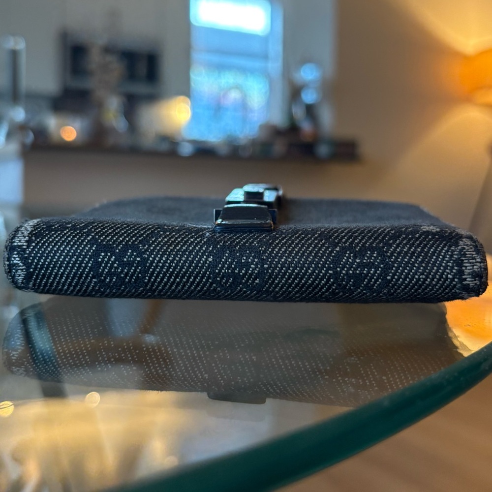 Gucci Jackie Demin Monogram Canvas Bifold Wallet with Vintage Piston Closure - Picture 9 of 13